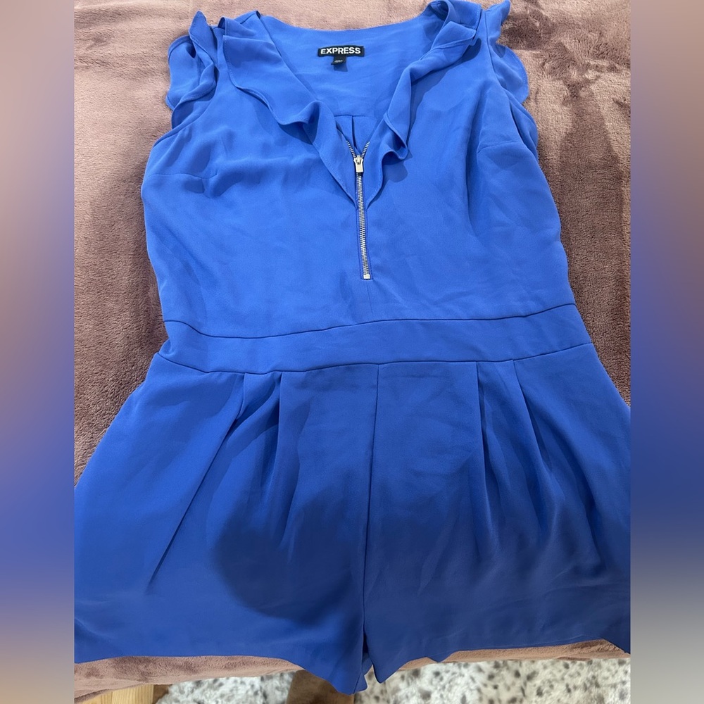 Express Vibrant Blue Ruffle Romper - Picture 7 of 7
